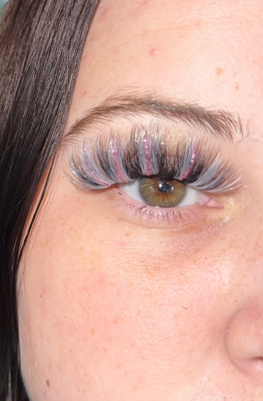 Glitter Pink & Silver Lashes